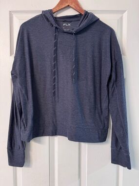 FLX Women's Lightweight Cropped Hoodie - Heathered Blue